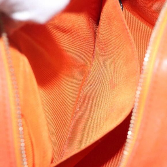 CHANEL Matelasse Hand Bag Lamb Skin Orange Gold CC Auth 133092 - Picture 14 of 16